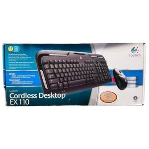 Logitech EX110 Cordless Desktop Wireless Keyboard & Optic Mouse - NEW, Open Box